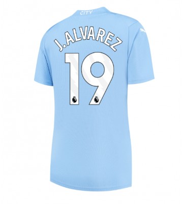 Manchester City Julian Alvarez #19 Replica Home Stadium Shirt for Women 2023-24 Short Sleeve
